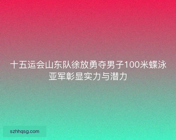 十五运会山东队徐放勇夺男子100米蝶泳亚军彰显实力与潜力